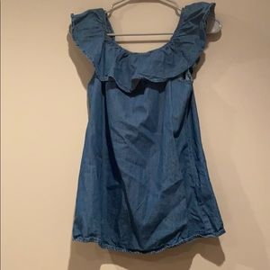 Denim Off The Shoulder Kids Top